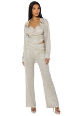 SHOW OFF SEASON RUCHED CORSET TOP IN SILVER