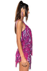 SHOW UP FRINGE MINI DRESS