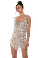 SHOW UP FRINGE MINI DRESS