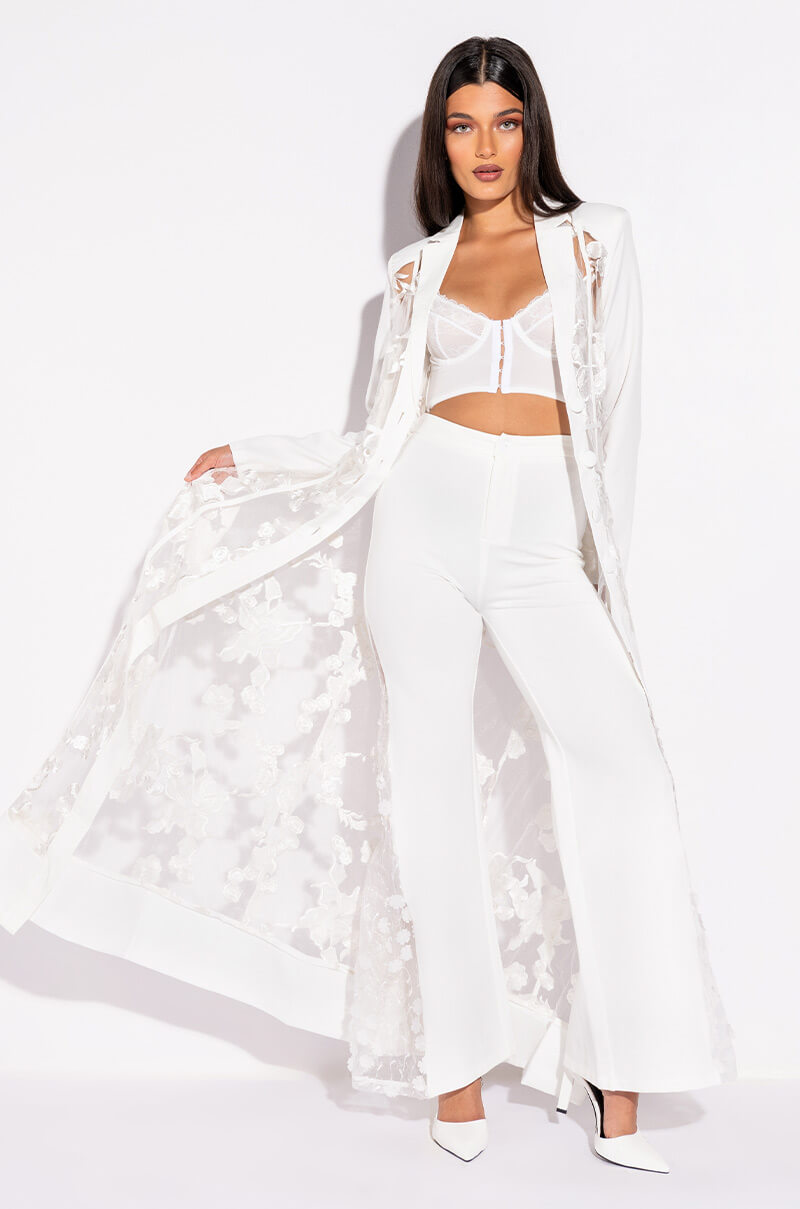 LILA FLORAL DETAIL WIDE LEG PANT