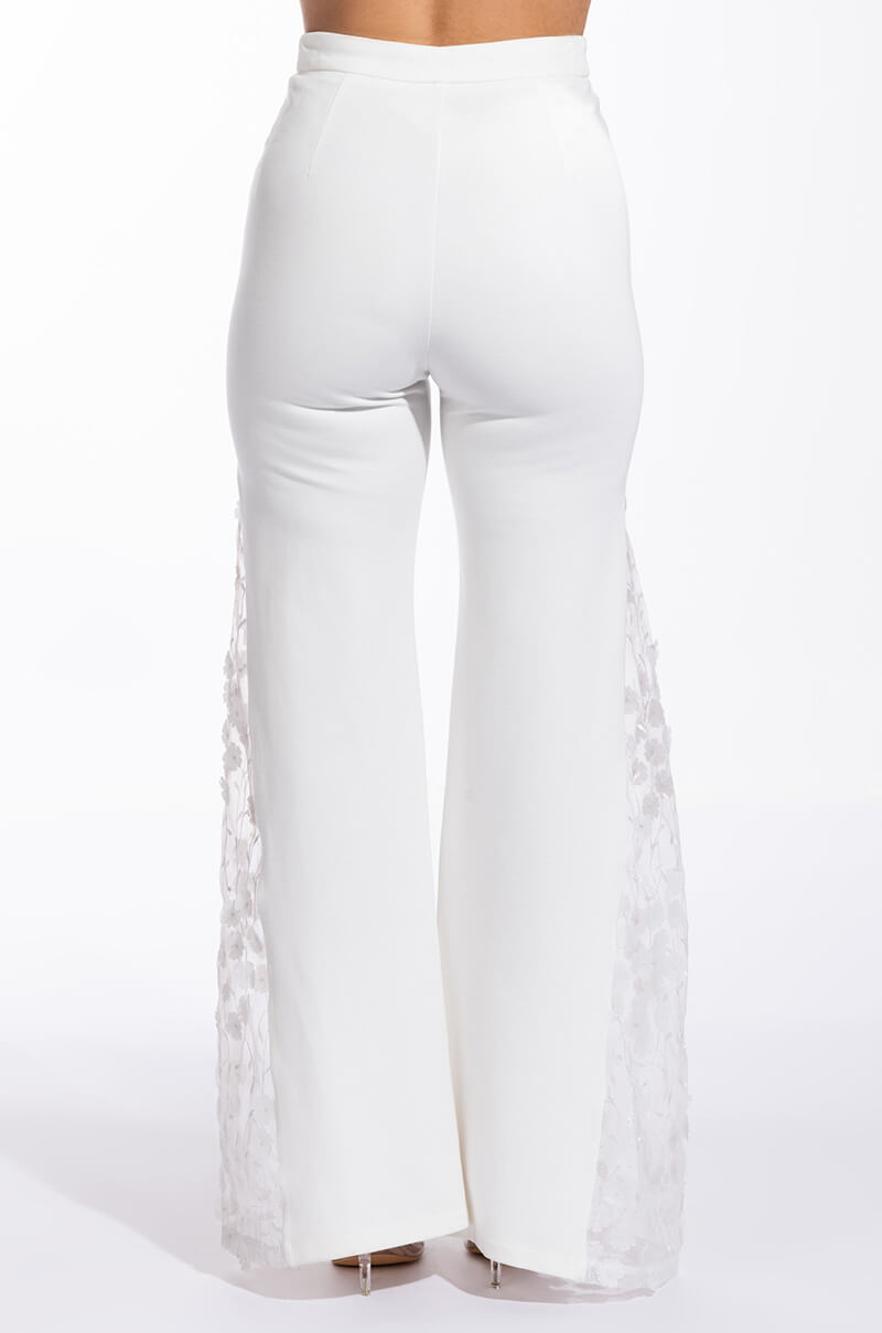 LILA FLORAL DETAIL WIDE LEG PANT