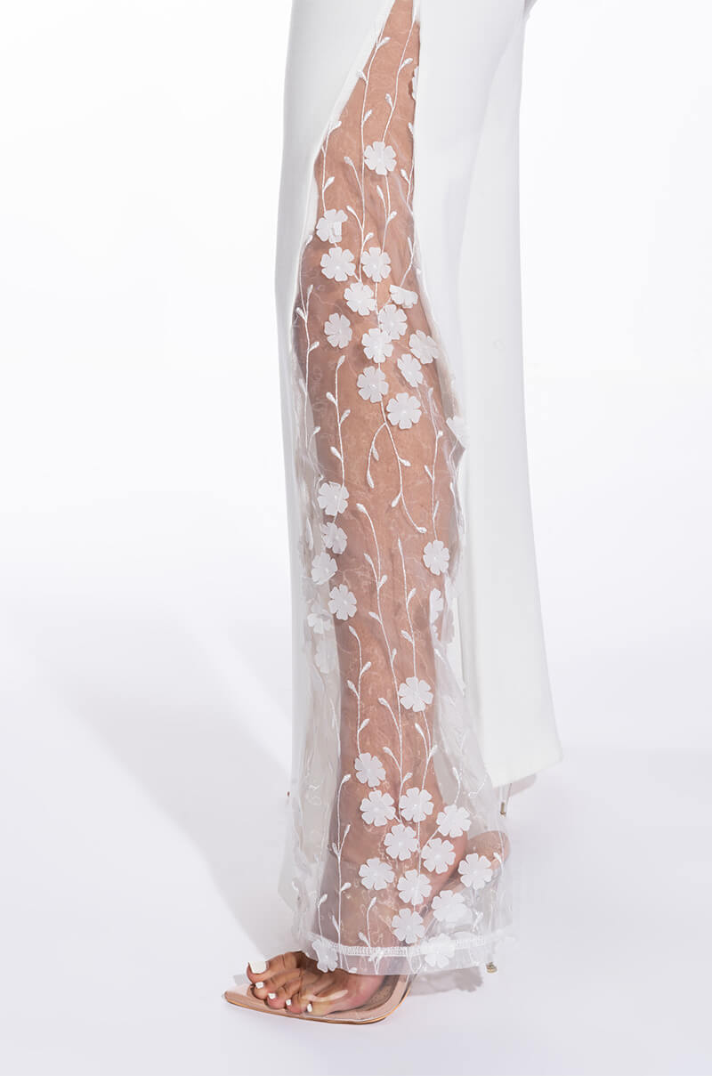 LILA FLORAL DETAIL WIDE LEG PANT