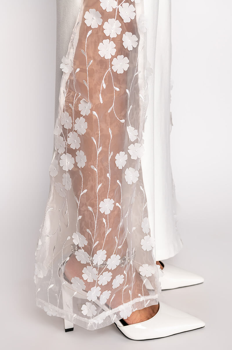 LILA FLORAL DETAIL WIDE LEG PANT