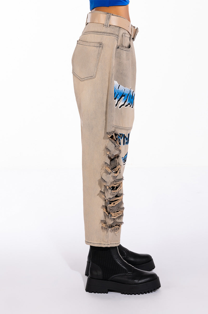SHREDDED VARSITY DENIM