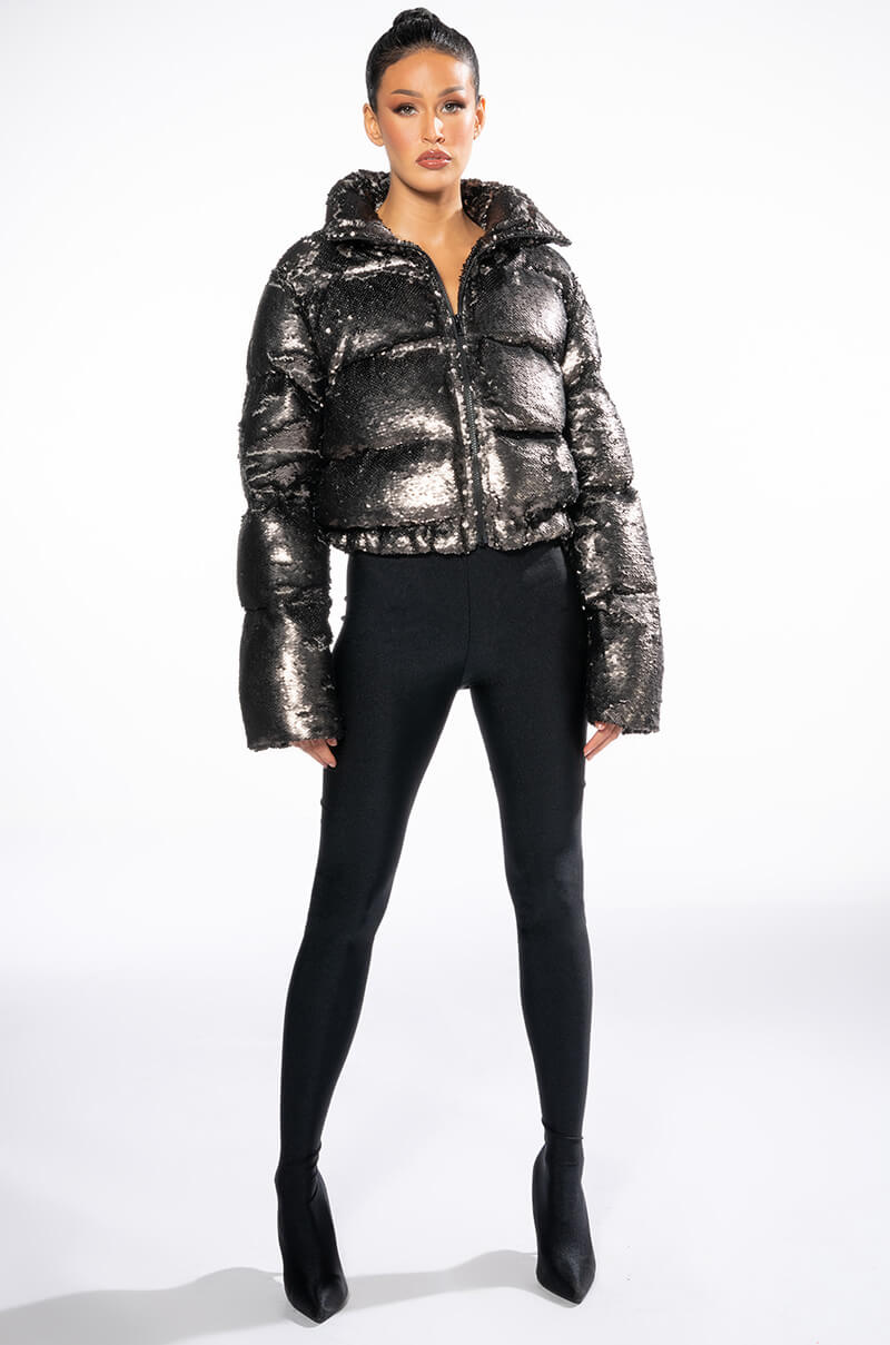 SILK ROAD SEQUIN PUFFER JACKET