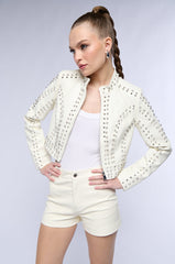 AZALEA WANG SILVIA STUDDED MOTO JACKET