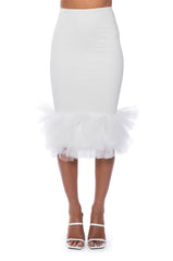 SITTING PRETTY TULLE DETAIL PENCIL SKIRT