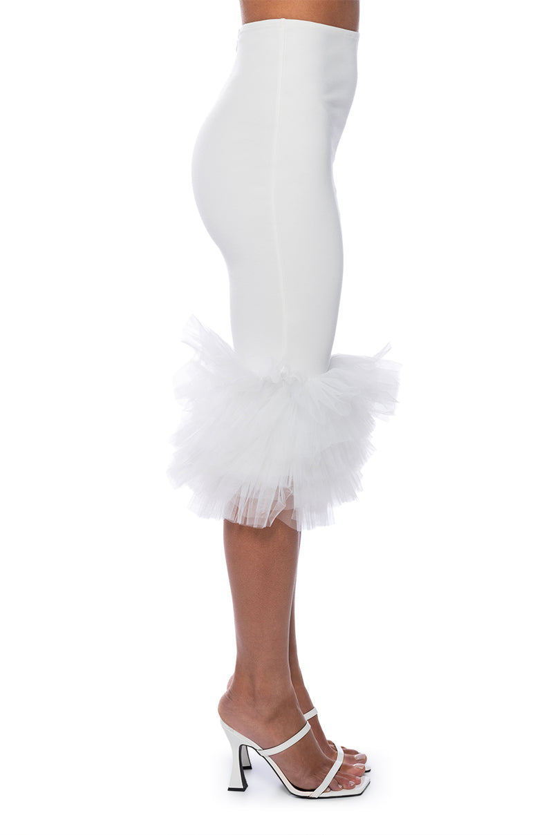 SITTING PRETTY TULLE DETAIL PENCIL SKIRT