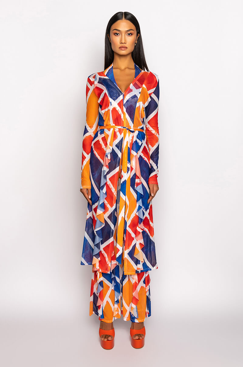 SKYART X AKIRA MAXI RUFFLE CARDIGAN