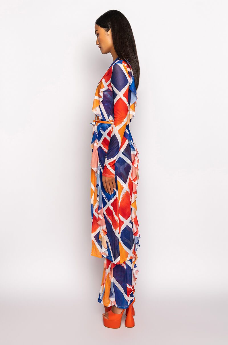 SKYART X AKIRA MAXI RUFFLE CARDIGAN