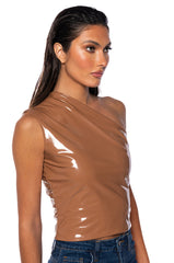SLEEK VINYL ONE SHOULDER TOP