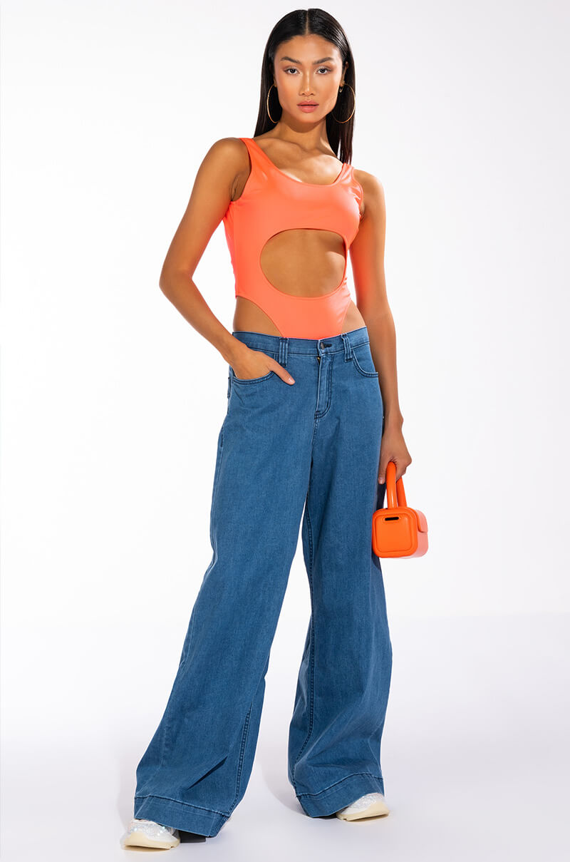 SLEEVELESS DISCO CUTOUT CHEEKY BODYSUIT