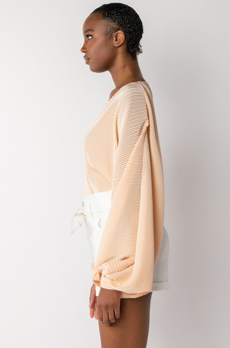 SLOW MOTION LONG SLEEVE WRAP FRONT BODYSUIT