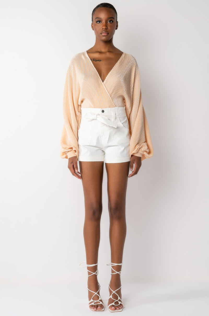 SLOW MOTION LONG SLEEVE WRAP FRONT BODYSUIT