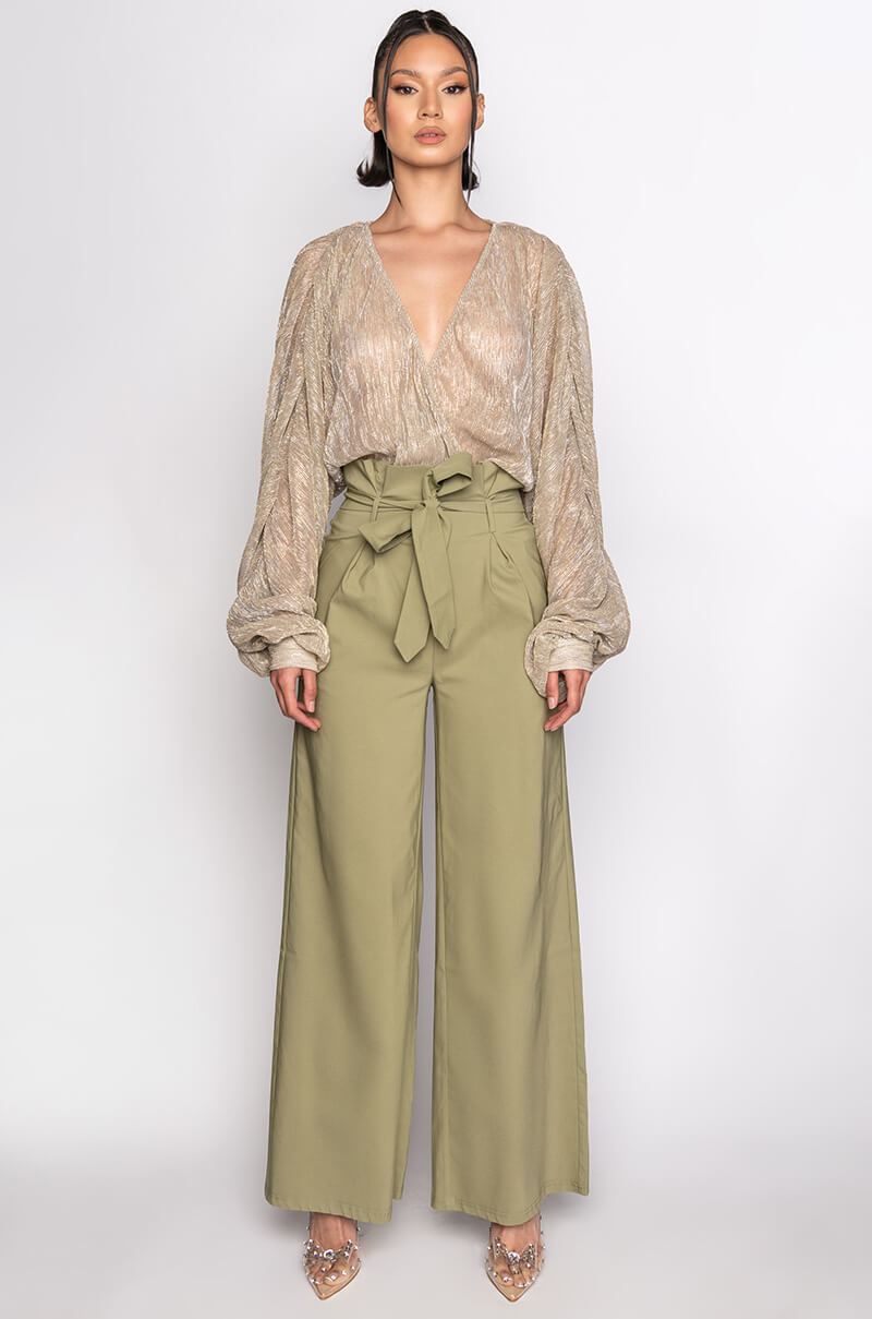 SLOW MOTION LONG SLEEVE WRAP FRONT BODYSUIT