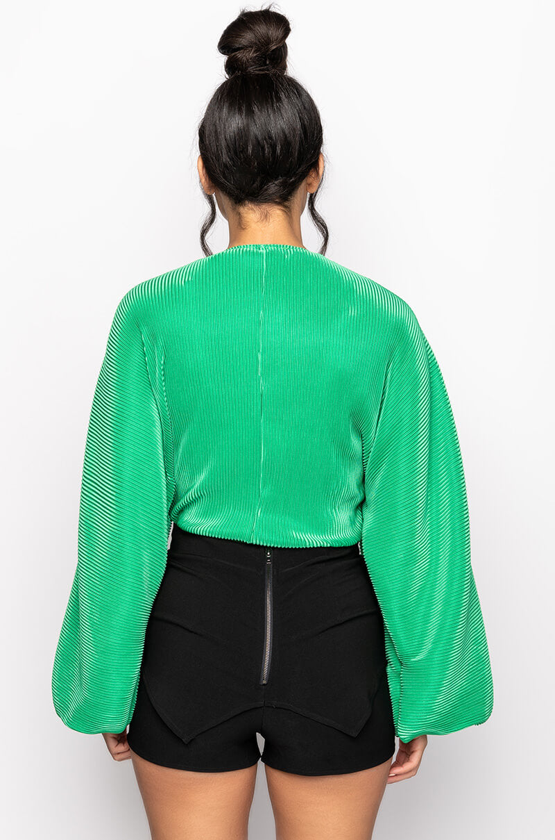 SLOW MOTION LONG SLEEVE WRAP FRONT BODYSUIT