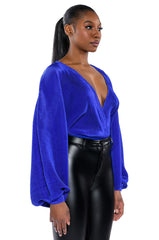 SLOW MOTION LONG SLEEVE WRAP FRONT BODYSUIT