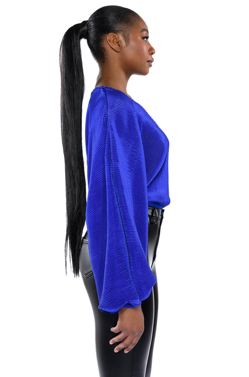 SLOW MOTION LONG SLEEVE WRAP FRONT BODYSUIT
