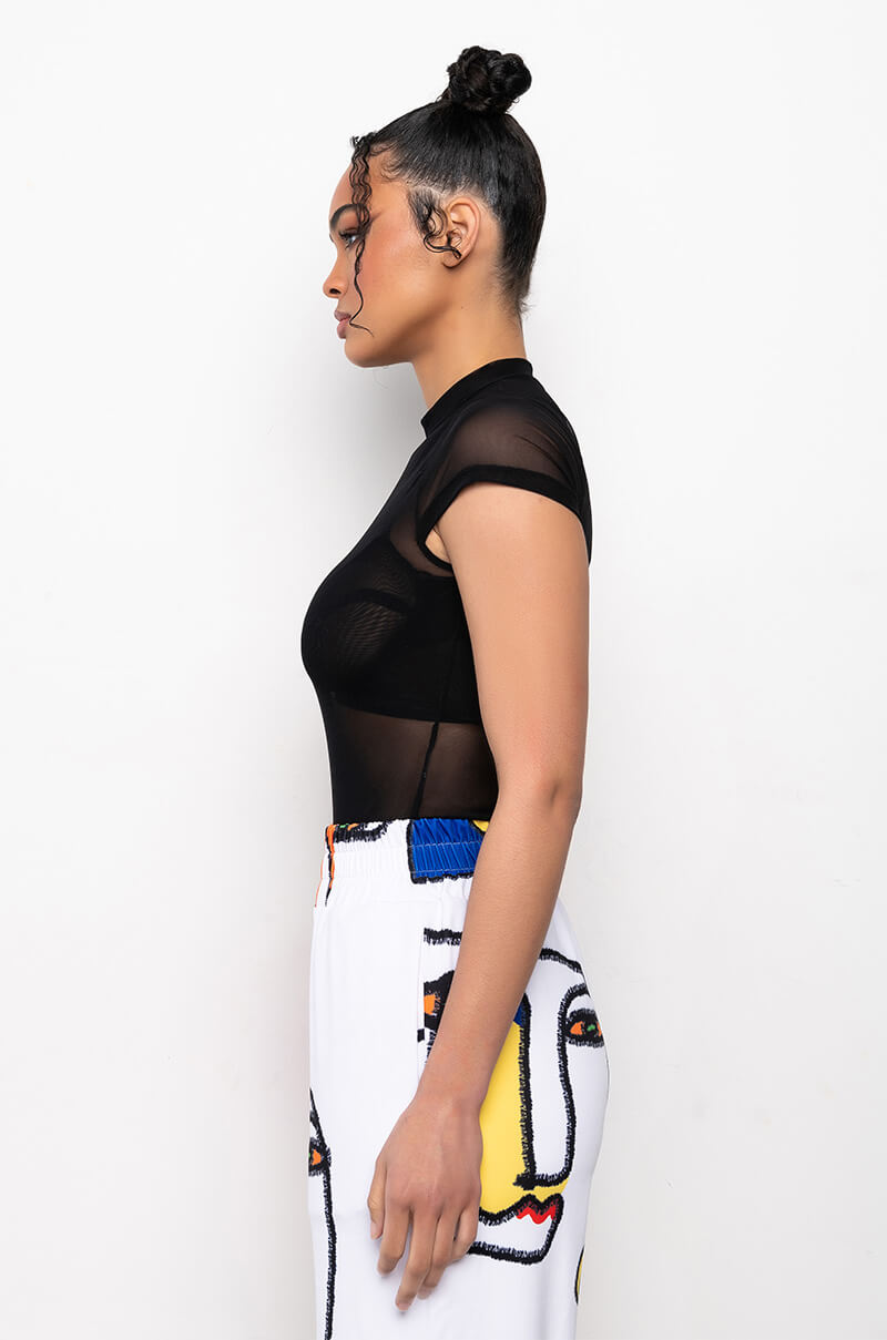 SO FIERCE SHORT SLEEVE MOCK NECK BODYSUIT