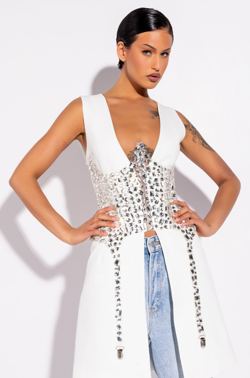SO UNBELIEVABLE RHINESTONE CLEAR CORSET