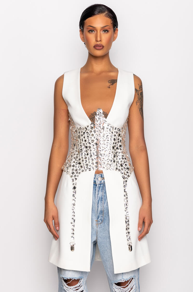 SO UNBELIEVABLE RHINESTONE CLEAR CORSET