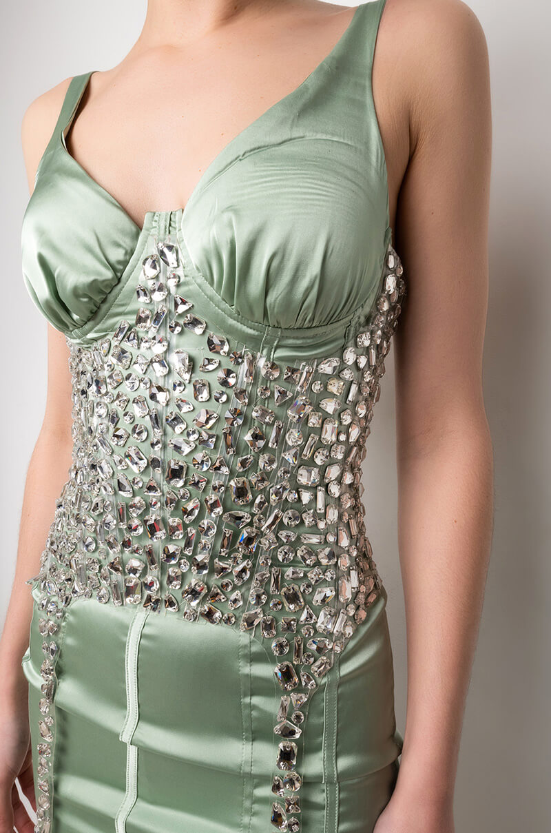 SO UNBELIEVABLE RHINESTONE CLEAR CORSET