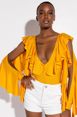SOAK UP THE SUN CASCADING SLEEVES VNECK BODYSUIT