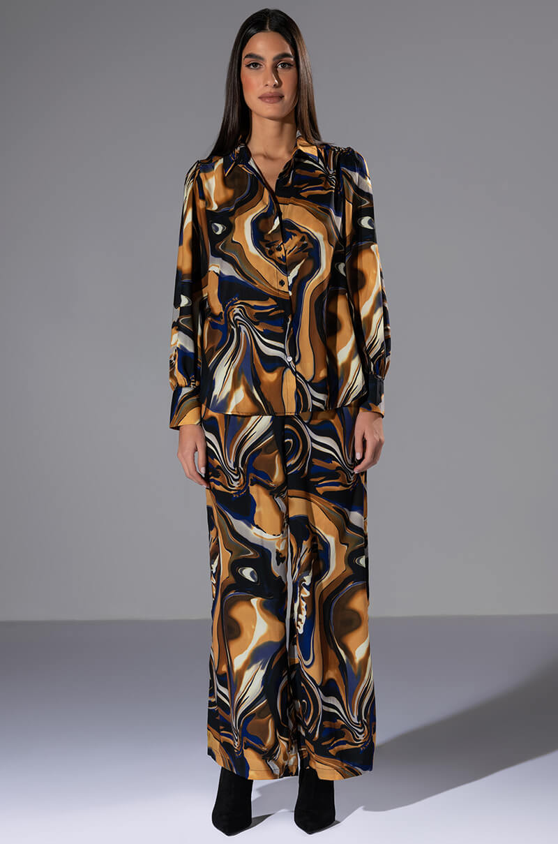 SOLARIS PRINTED BUTTON DOWN BLOUSE