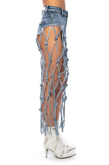 SOMETHING TO TALK ABOUT BOOTY DENIM SHORT MIDI SKIRT