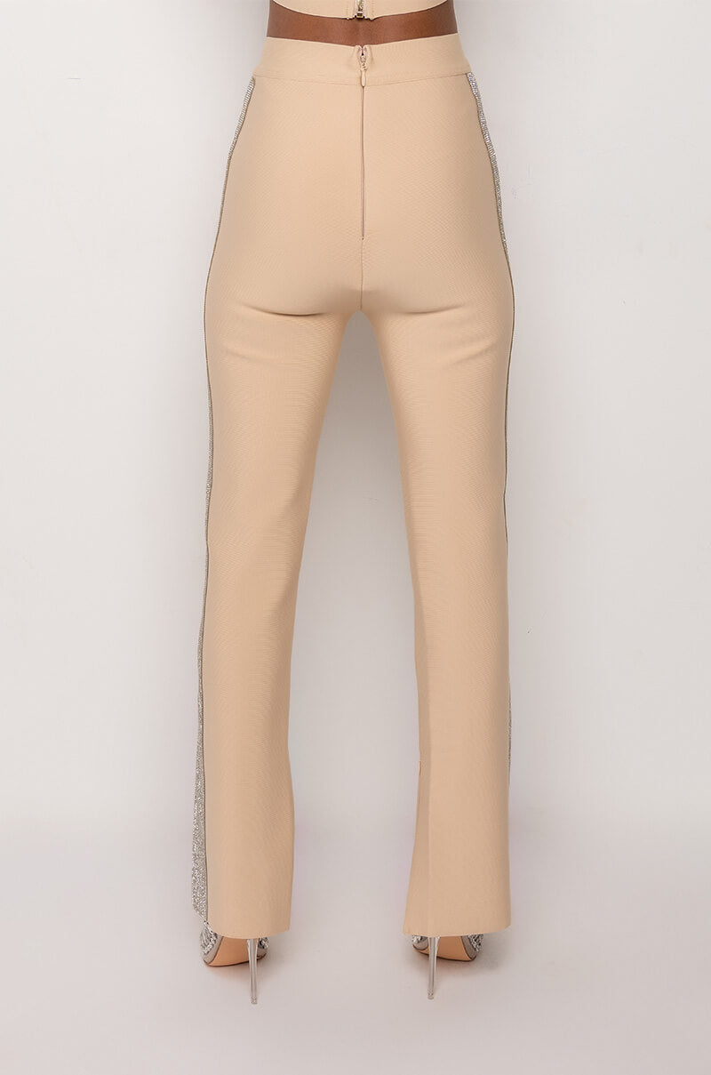 SORRY I'M LATE RHINESTONE BANDAGE PANT