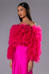 SOLANGE TULLE RUFFLE LONG SLEEVE BLOUSE