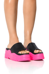 SKITTLES PINK CHUNKY SLIP ON SANDAL