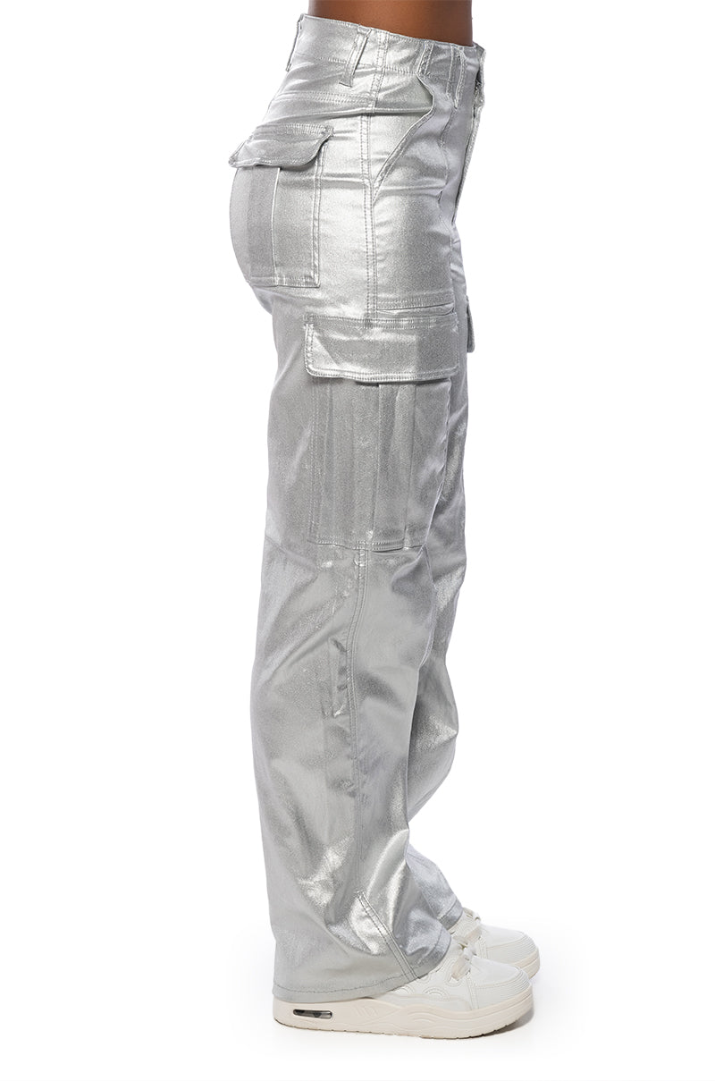 SPACE CADET WIDE LEG METALLIC PANT