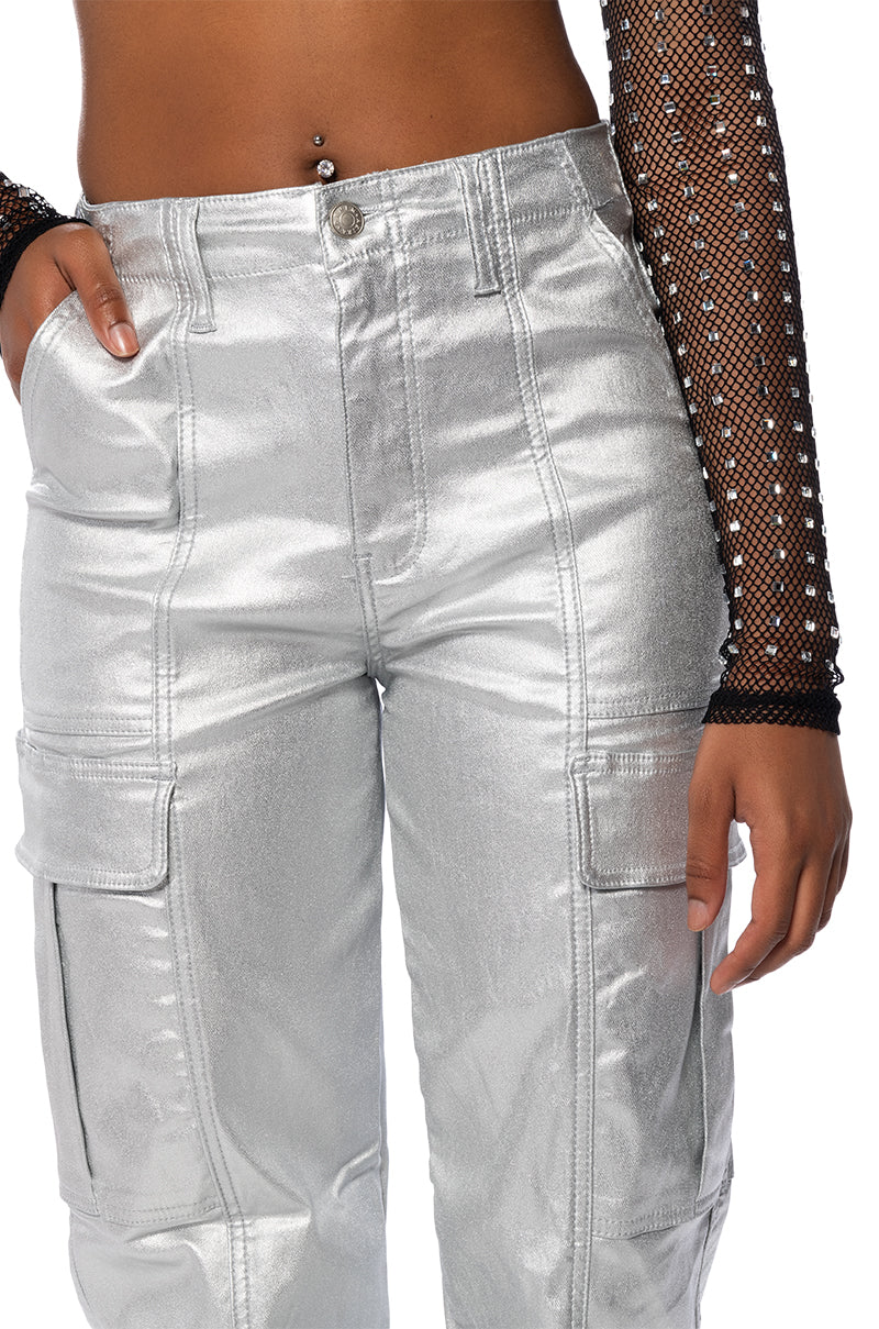 SPACE CADET WIDE LEG METALLIC PANT