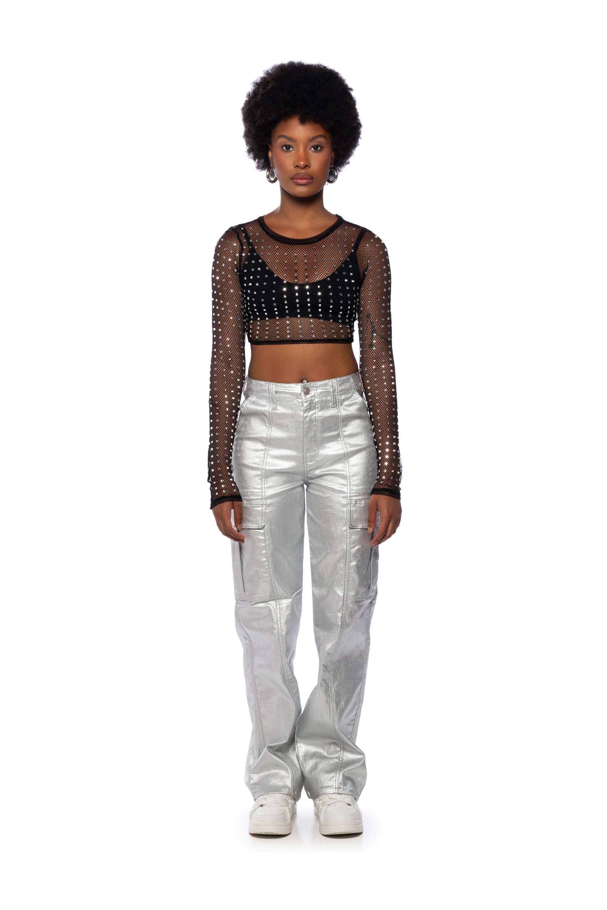 SPACE CADET WIDE LEG METALLIC PANT