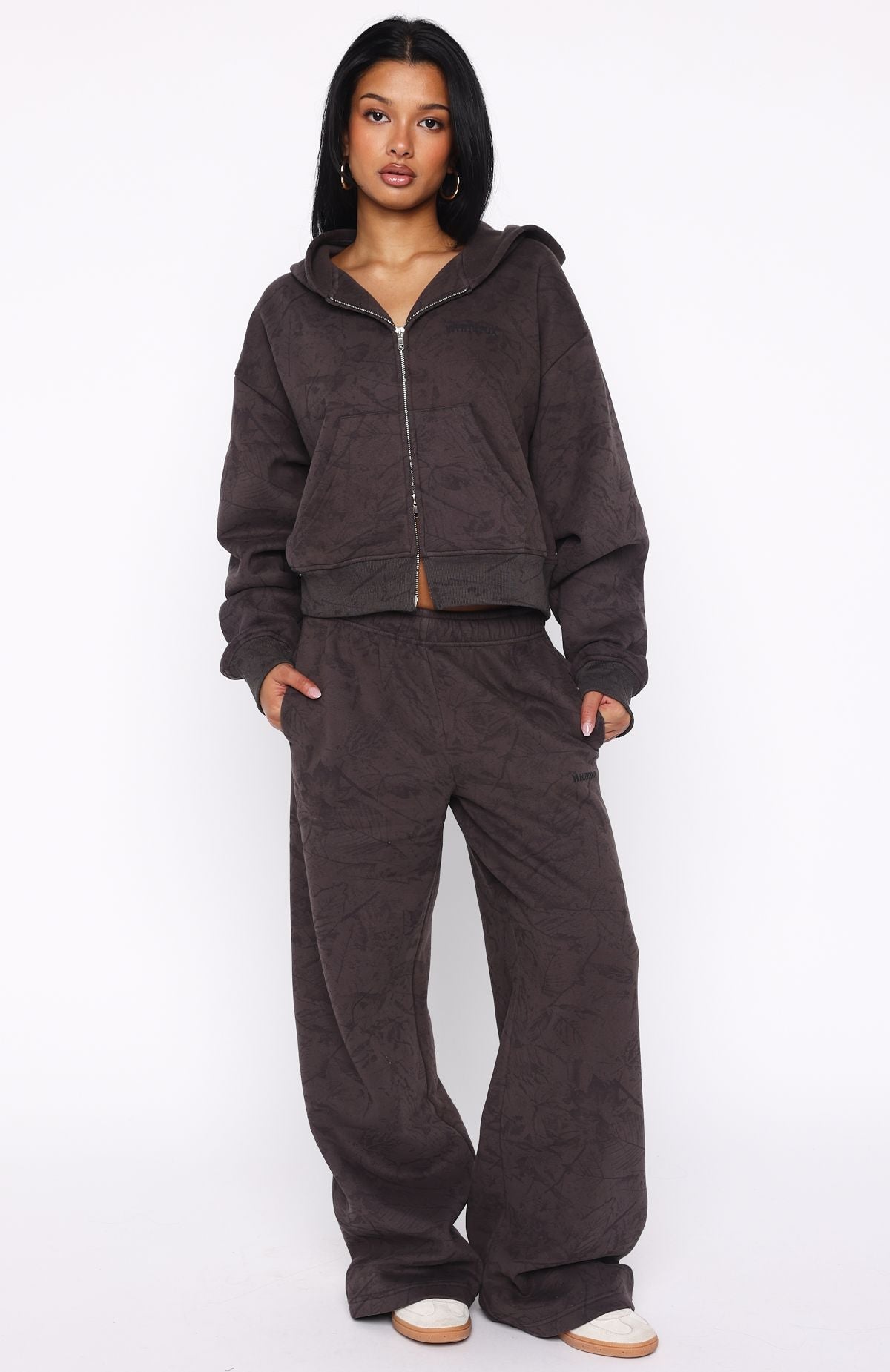 Hiding Away Wide Leg Sweatpants Dark Camo