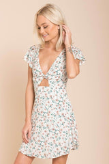 Ayleen Floral Peek-A-Boo Dress White
