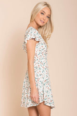 Ayleen Floral Peek-A-Boo Dress White