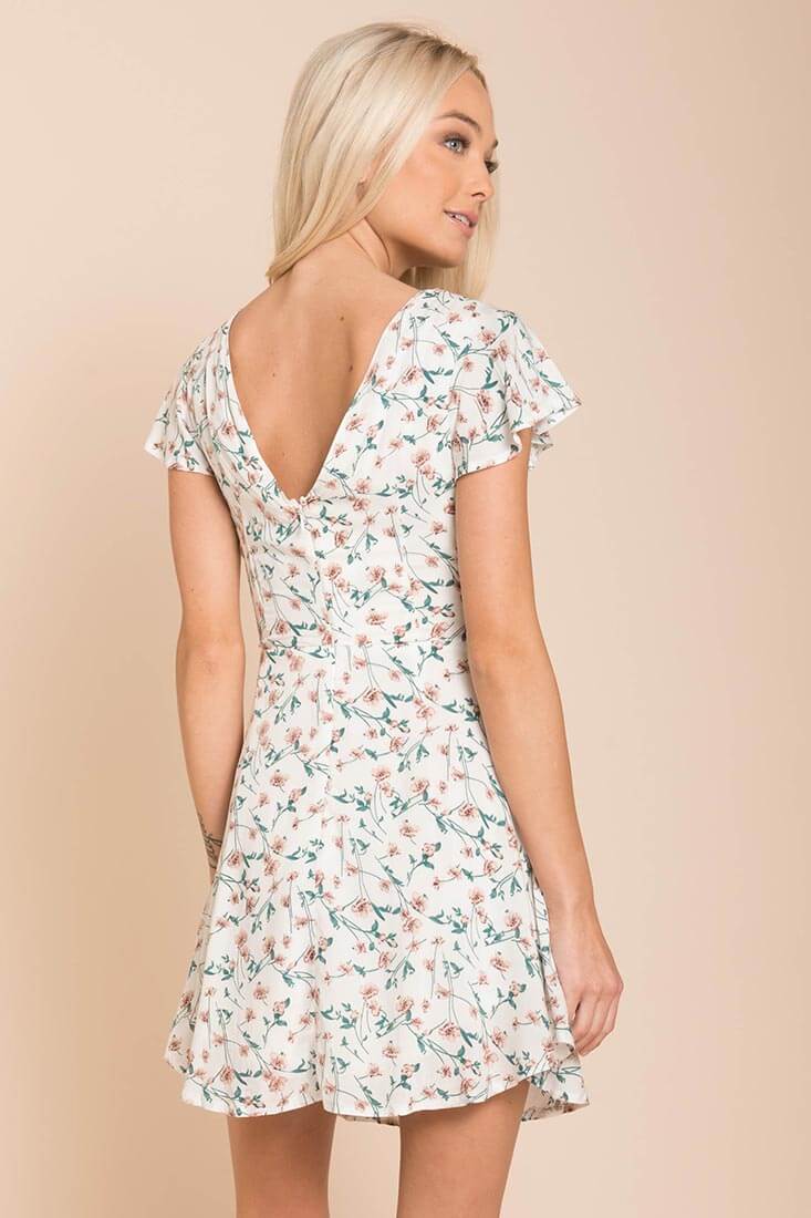 Ayleen Floral Peek-A-Boo Dress White