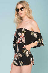 Dixie Floral Print Romper Black