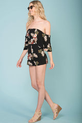 Dixie Floral Print Romper Black