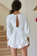 Awakening Long Sleeve Twist Bust Romper White