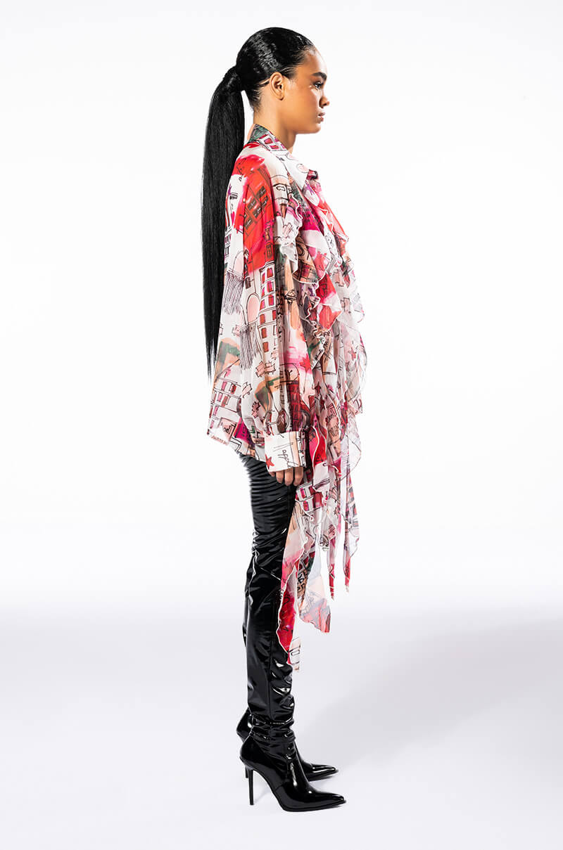 STAND OUT RUFFLE DETAIL BLOUSE