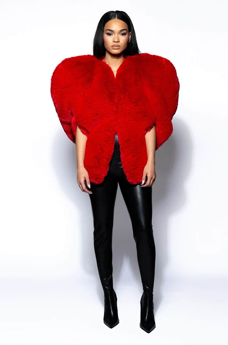 STAR CROSSED LOVER FAUX FUR HEART VEST