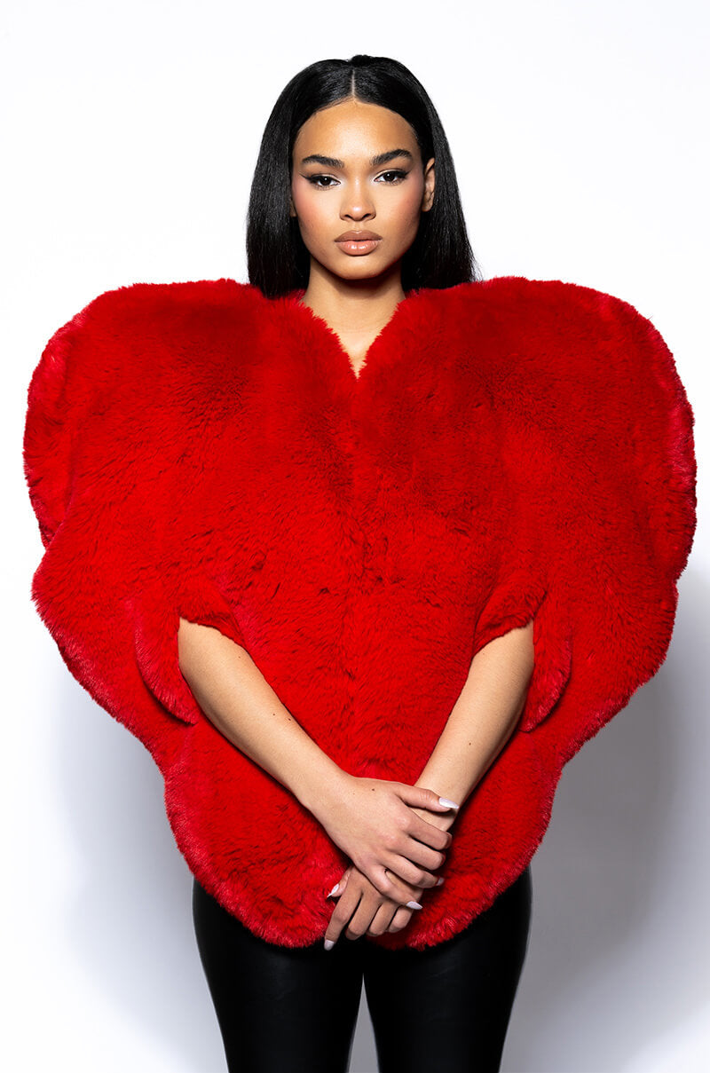 STAR CROSSED LOVER FAUX FUR HEART VEST