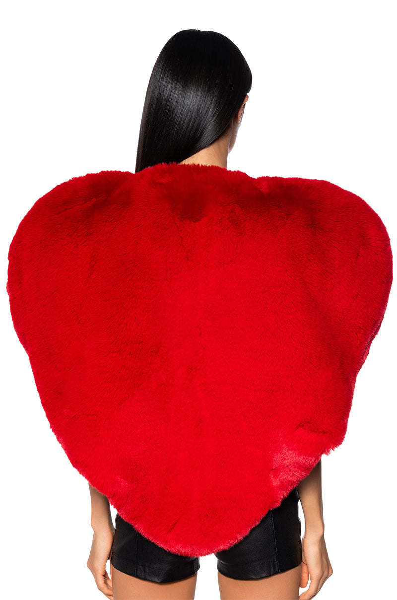 STAR CROSSED LOVER FAUX FUR HEART VEST