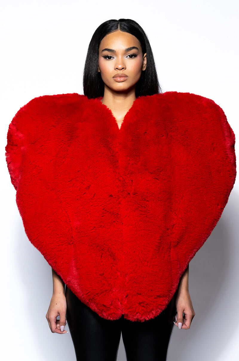 STAR CROSSED LOVER FAUX FUR HEART VEST