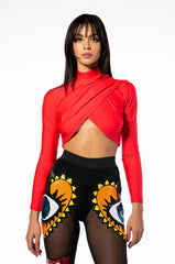 TIA WRAP FITTED LONG SLEEVE TOP