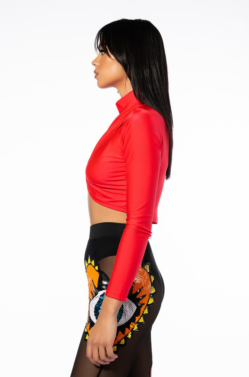 TIA WRAP FITTED LONG SLEEVE TOP