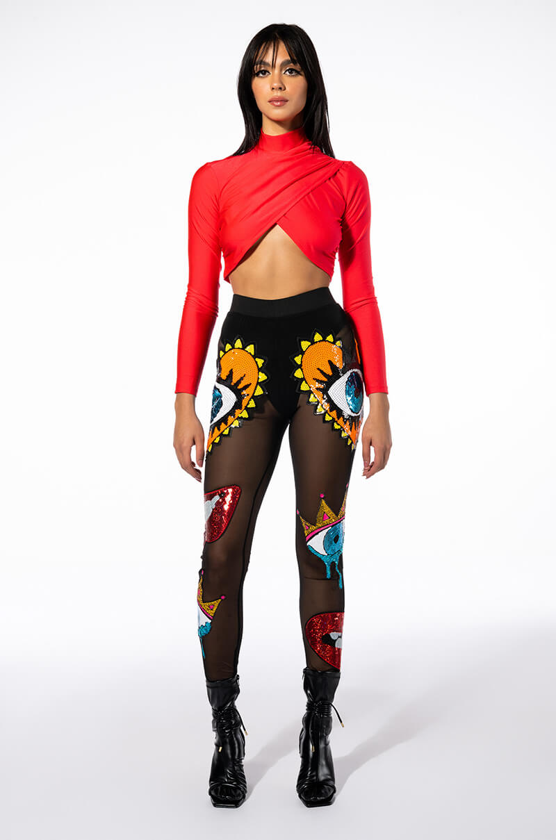 TIA WRAP FITTED LONG SLEEVE TOP